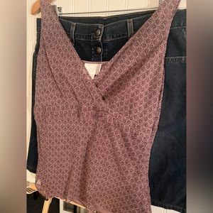 Ann Taylor Loft size 8 Tank Blouse Lilac with Design and Hidden Side Zipper